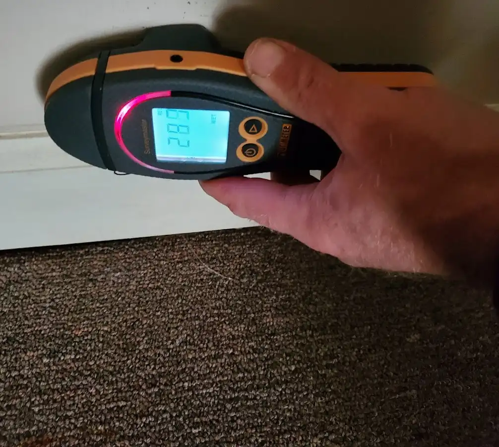 Moisture detection at baseboard during Sewage Cleanup & Sanitation in Riverton